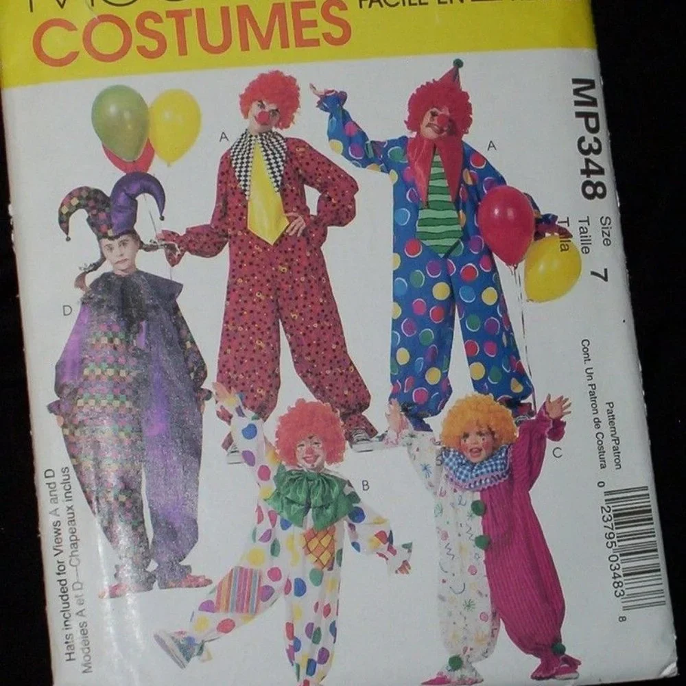 Costumes Child's 7 M Unisex Clowns Halloween Witch Lot